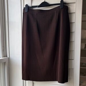 Exclusively Misook Elegant Old Money Chocolate Brown Knit Women's Skirt SzL 🍫